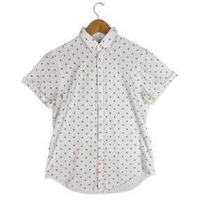 ZARA MAN SLIM FIT SHORT‑SLEEVE BUTTON‑UP – CREAM/OFF‑WHITE 100% COTTON – SIZE M